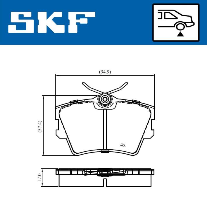 Jogo de 4 pastilhas de travão SKF ref. VKBP 90983